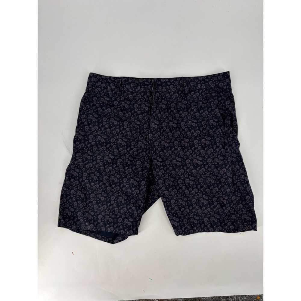 John Varvatos USA Luxe Mens Floral Print Shorts Navy Blue Size 36 S14101L
